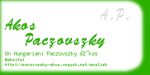 akos paczovszky business card